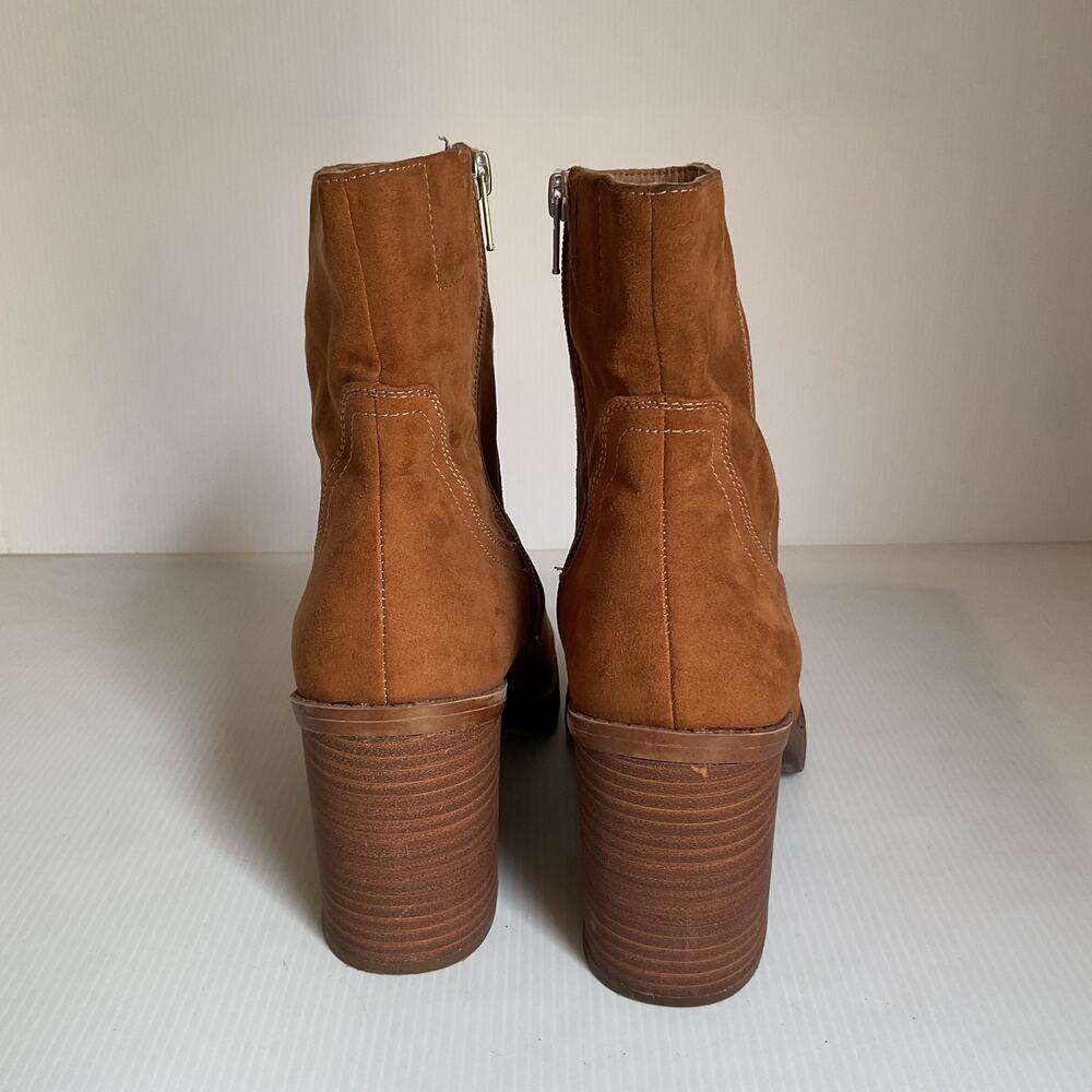 Universal Thread Brown Platform Block Heel Ankle Boots Women’s Size 8 Faux Suede - Picture 5 of 10